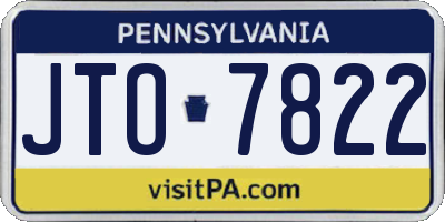 PA license plate JTO7822
