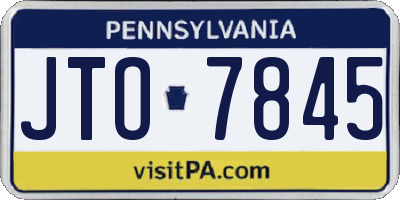 PA license plate JTO7845