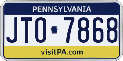 PA license plate JTO7868