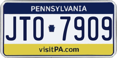 PA license plate JTO7909