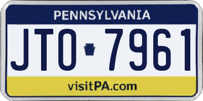 PA license plate JTO7961