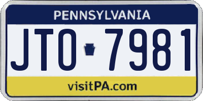 PA license plate JTO7981