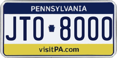 PA license plate JTO8000