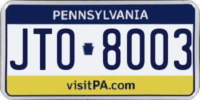 PA license plate JTO8003