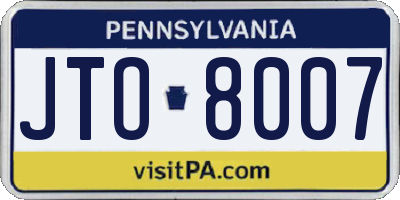 PA license plate JTO8007