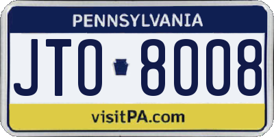 PA license plate JTO8008