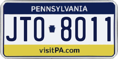 PA license plate JTO8011
