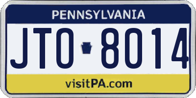 PA license plate JTO8014