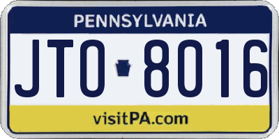 PA license plate JTO8016