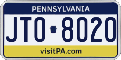 PA license plate JTO8020