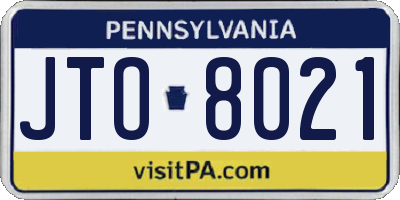PA license plate JTO8021