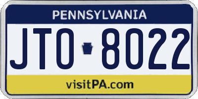 PA license plate JTO8022