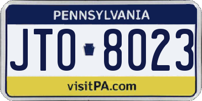 PA license plate JTO8023
