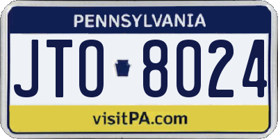 PA license plate JTO8024