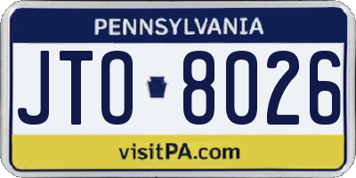 PA license plate JTO8026