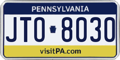 PA license plate JTO8030