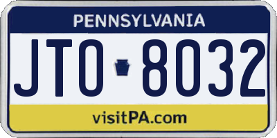 PA license plate JTO8032