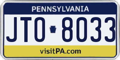 PA license plate JTO8033