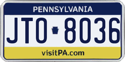 PA license plate JTO8036