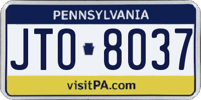 PA license plate JTO8037