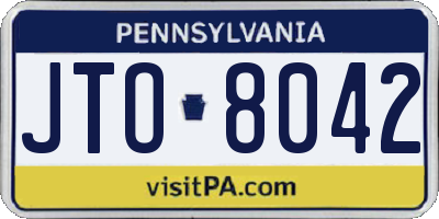 PA license plate JTO8042