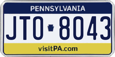 PA license plate JTO8043