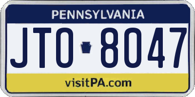 PA license plate JTO8047