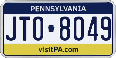 PA license plate JTO8049