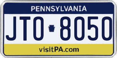 PA license plate JTO8050