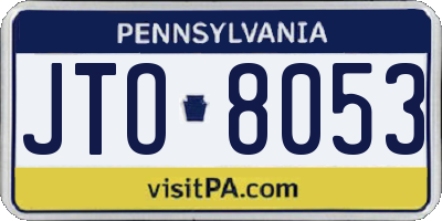 PA license plate JTO8053