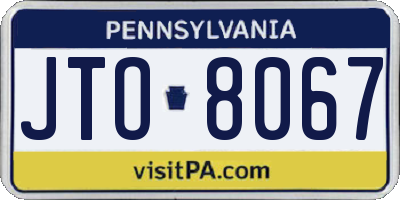 PA license plate JTO8067