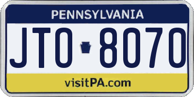 PA license plate JTO8070