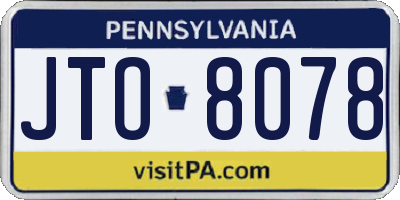 PA license plate JTO8078