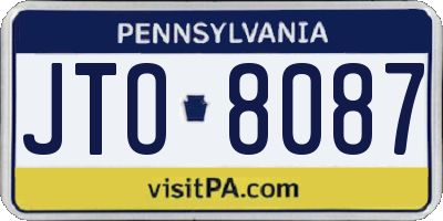 PA license plate JTO8087