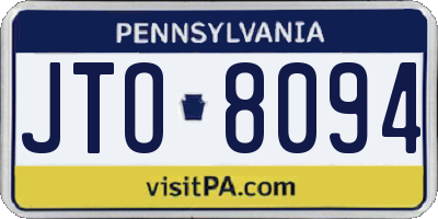 PA license plate JTO8094