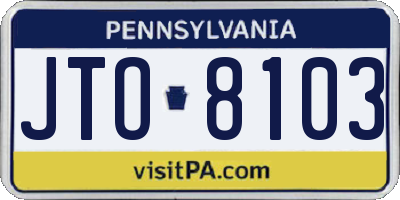 PA license plate JTO8103