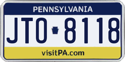 PA license plate JTO8118