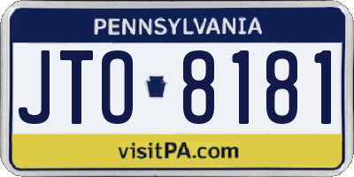 PA license plate JTO8181