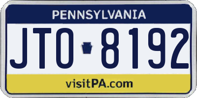 PA license plate JTO8192