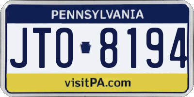 PA license plate JTO8194