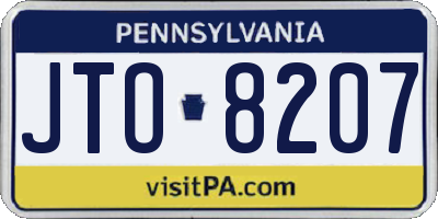 PA license plate JTO8207