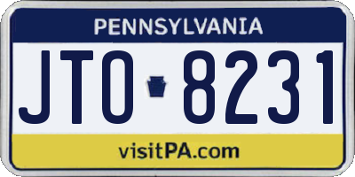 PA license plate JTO8231