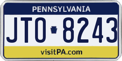 PA license plate JTO8243