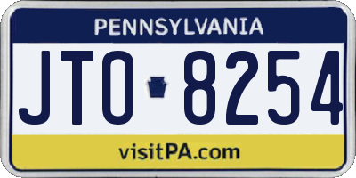PA license plate JTO8254