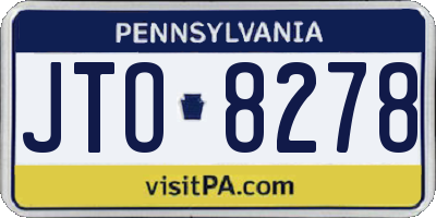 PA license plate JTO8278