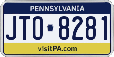 PA license plate JTO8281