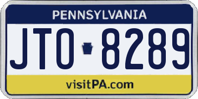 PA license plate JTO8289