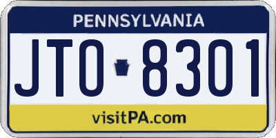 PA license plate JTO8301
