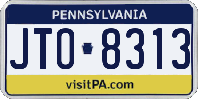 PA license plate JTO8313