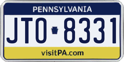 PA license plate JTO8331